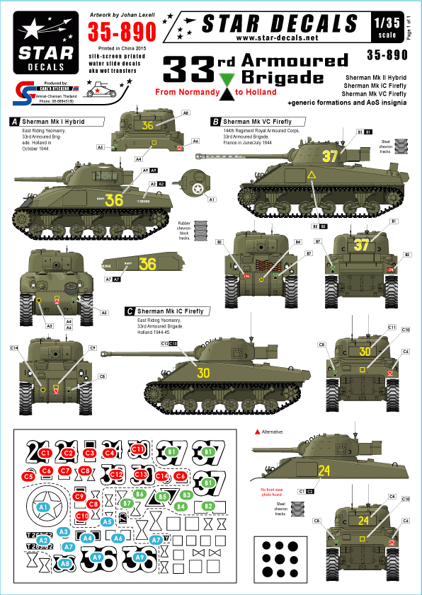 Star Decals 35-890 33rd Armoured Brigade 1944-45 1/35