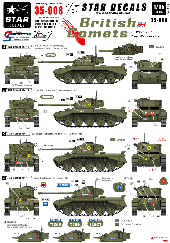Star Decals 35-908 British Comets in Europe 1/35