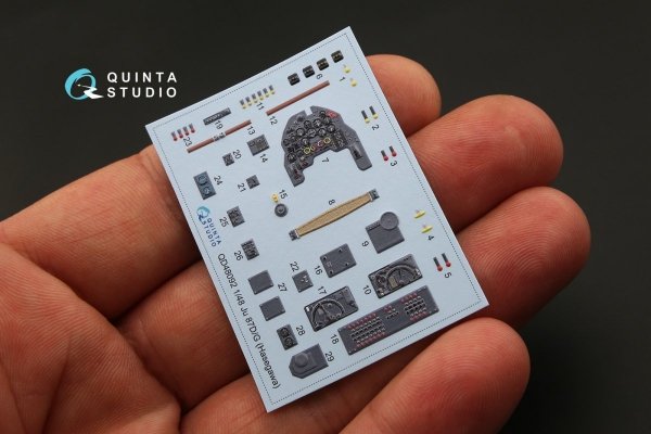Quinta Studio QD48092 Ju 87D/G 3D-Printed &amp; coloured Interior on decal paper (for Hasegawa kit) 1/48