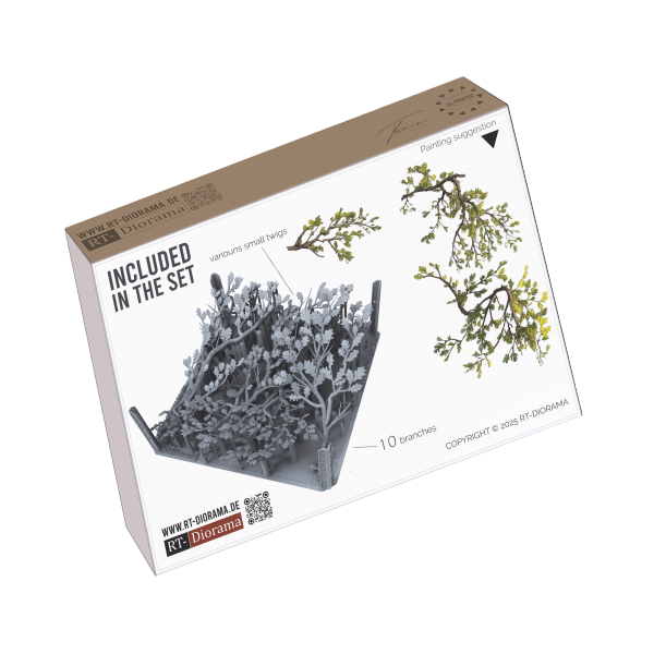 RT-Diorama 16211 Oak Tree Branches - Camo Foliage - 10 pcs 1/16