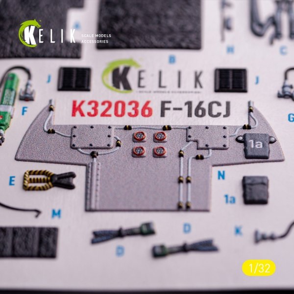 Kelik K32036 F-16CJ - interior 3D decals for Tamiya kit 1/32