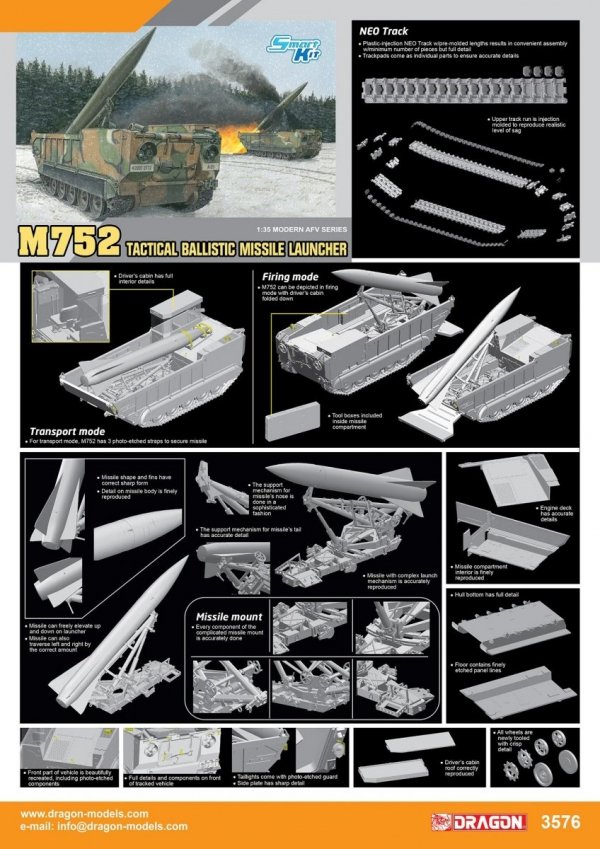 Dragon 3576 M752 TACTICAL BALLISTIC MISSILE LAUNCHER 1/35