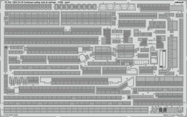 Eduard 53253 USS CV-10 Yorktown safety nets &amp; railings 1/350 TRUMPETER