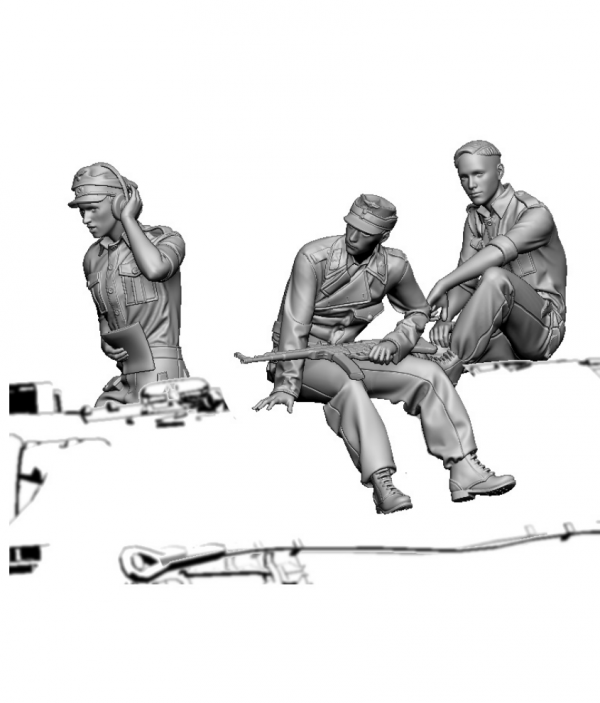 Glowel Miniatures 48013 Jagdpanther Crew (3 Figures, 3D Printed) 1/48