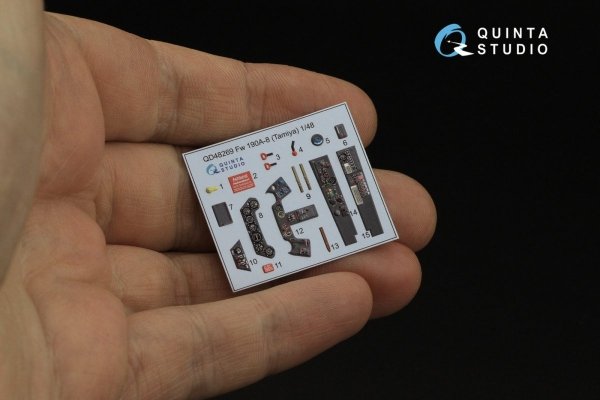 Quinta Studio QD48269 Fw 190A-8 3D-Printed &amp; coloured Interior on decal paper (Tamiya) 1/48