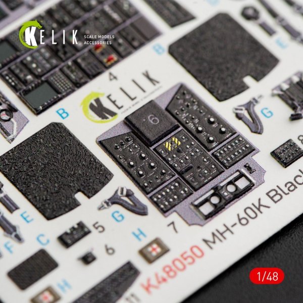 KELIK K48050 MH-60K BLACK HAWK INTERIOR 3D DECALS FOR ITALERI KIT 2666 1/48