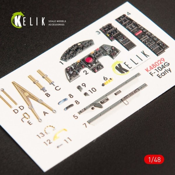KELIK K48029 F-104G &quot;STARFIGHTER&quot; EARLY TYPE INTERIOR 3D DECALS FOR HASEGAWA KIT 1/48
