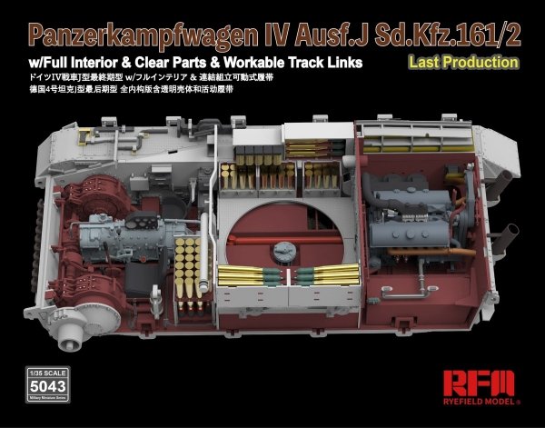 Rye Field Model 5043 Panzerkampfwagen IV Ausf.J Sd.Kfz.161/2 (w/full interior&amp;clear parts&amp;workle track links) 1/35