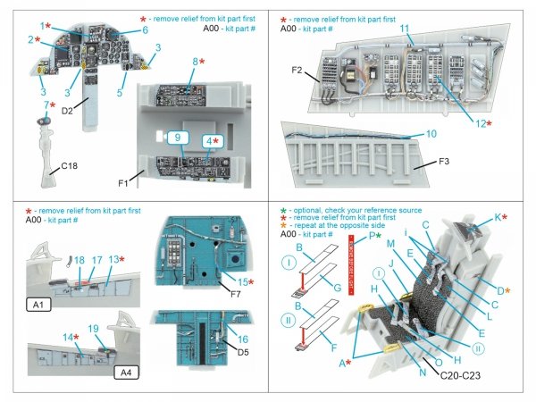 Quinta Studio QD48598 F-15A/F-15C Early/F-15J Early 3D-Printed &amp; coloured Interior on decal paper (Hasegawa) 1/48