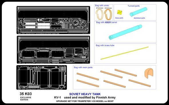 Aber 35K03 Soviet heavy tank KV-1 used and modified by finnish army (1:35)