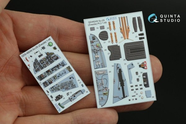 Quinta Studio QD48249 Su-25 3D-Printed &amp; coloured Interior on decal paper (Zvezda) 1/48