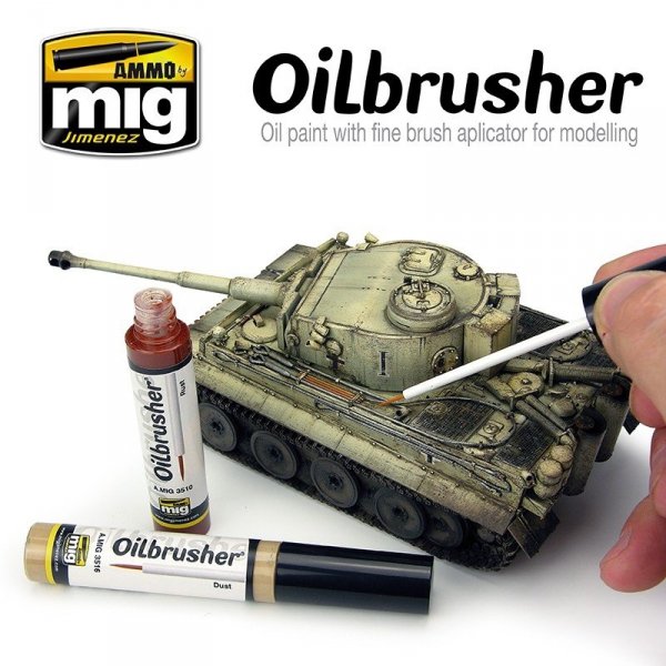 AMMO of Mig Jimenez 3500 Oilbrusher Black - farba olejna z pędzelkiem