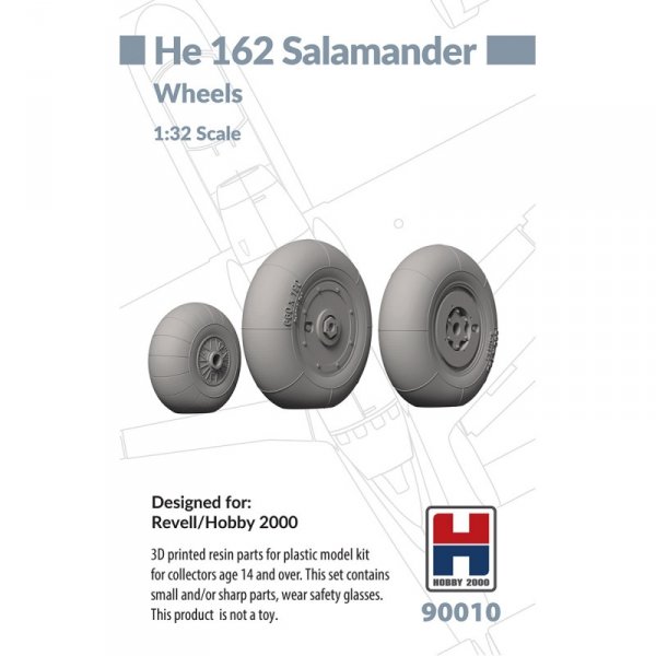 Hobby 2000 90010 He 162 Salamander Wheels (for Revell/Hobby 2000) (3D-Printed) 1/32