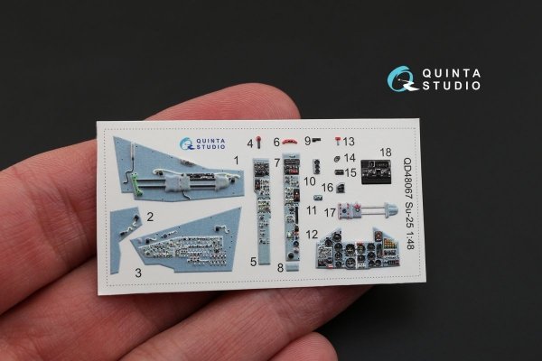 Quinta Studio QD48067 Su-25 3D-Printed &amp; coloured Interior on decal paper (for KP kit) 1/48