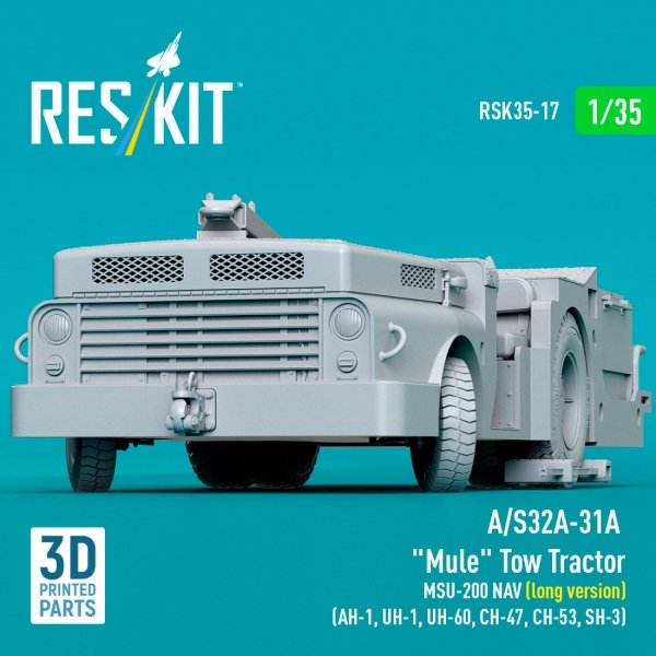 RESKIT RSK35-0017 A/S32A-31A  "Mule" Tow Tractor MSU-200 NAV (long version) (AH-1, UH-1, UH-60, CH-47, CH-53, SH-3) (3D Printed model kit) (1/35)