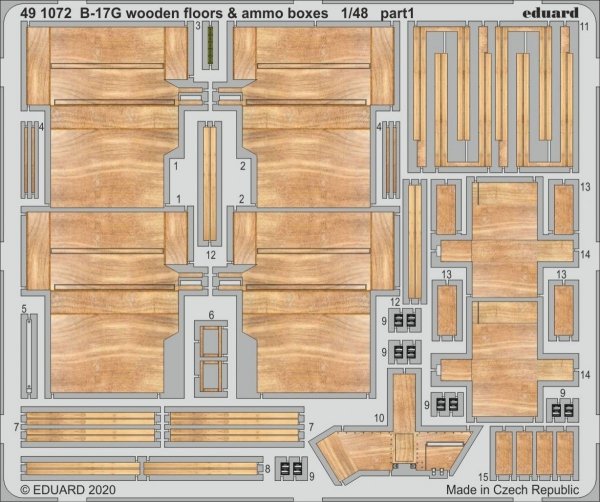 Eduard 491072 B-17G wooden floors &amp; ammo boxes 1/48 HK MODELS