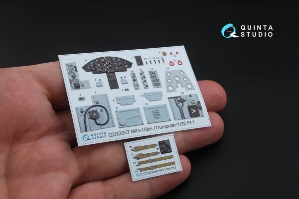 Quinta Studio QD32057 MiG-15bis 3D-Printed &amp; coloured Interior on decal paper (for Trumpeter kit) 1/32
