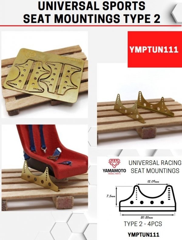 Yamamoto YMPTUN111 Universal Racing Seat Mountings - Type 2 1/24