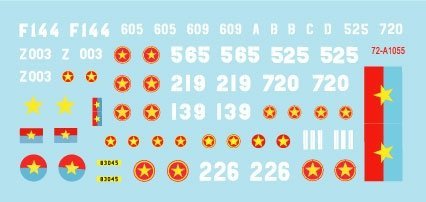 Star Decals 72-A1055 Vietnam # 5. NVA North Vietnamese Tanks and AFVs markings. 1/72