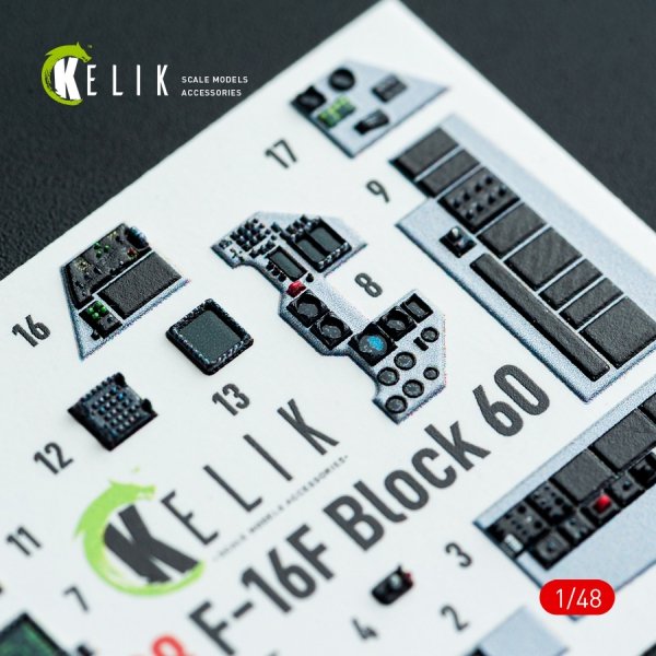 Kelik K48128 F-16F Block 60 - interior 3D decals for Hasegawa kit (1/48)