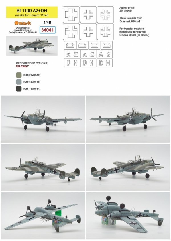 Omask 34041 Bf 110D A2+DH (for Eduard 11145) 1/48