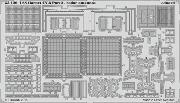 Eduard 53129 USS Hornet CV-8 part 2 - radar antennas MERIT 1/200