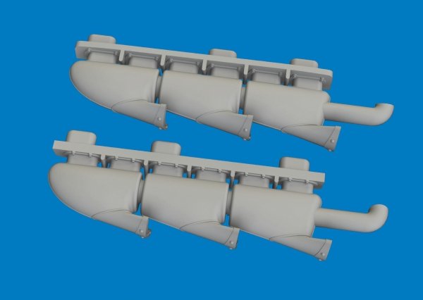 Eduard 672440 Spitfire Mk.V three-stacks exhaust fishtail PRINT for EDUARD 1/72