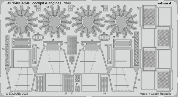 Eduard 491509 B-24D cockpit &amp; engines HOBBY BOSS 1/48