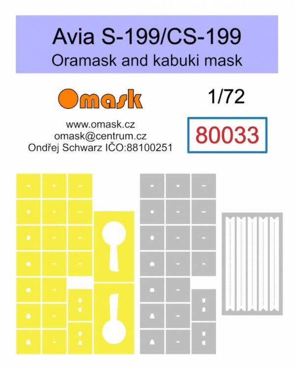 Omask 80033 Avia S-199/CS-199 mask (yellow masking tape and Oramask 810) 1/72