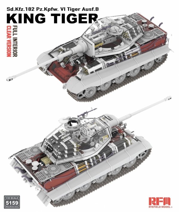 Rye Field Model 5159 Tiger Ausf.B "King Tiger" Clear Version, with full interior 1/35