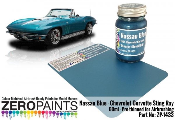 Zero Paints ZP-1433 Nassau Blue Paint - 1965 Chevrolet Corvette 60ml (Revell Kit)
