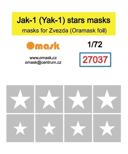 Omask 27037 Jak-1 (Yak-1) star masks (for Zvezda) 1/72