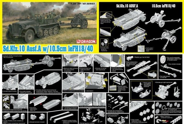 Dragon 6939 Sd.Kfz.10 Ausf.A + 10.5cm le.FH.18/40 1/35