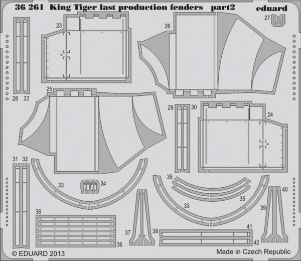 Eduard 36261 King Tiger last production fenders 1/35 Academy