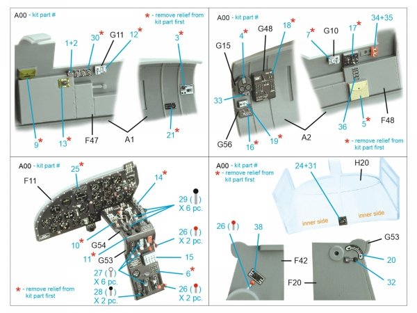 Quinta Studio QD48494 B-26B/C Marauder 3D-Printed coloured Interior on decal paper (ICM) 1/48