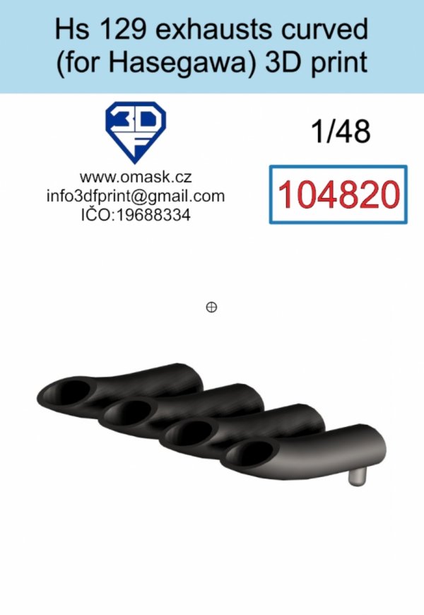 Omask 104820 Hs 129 Exhausts curved (for Hasegawa/Hobby 2000) 3D print 1/48