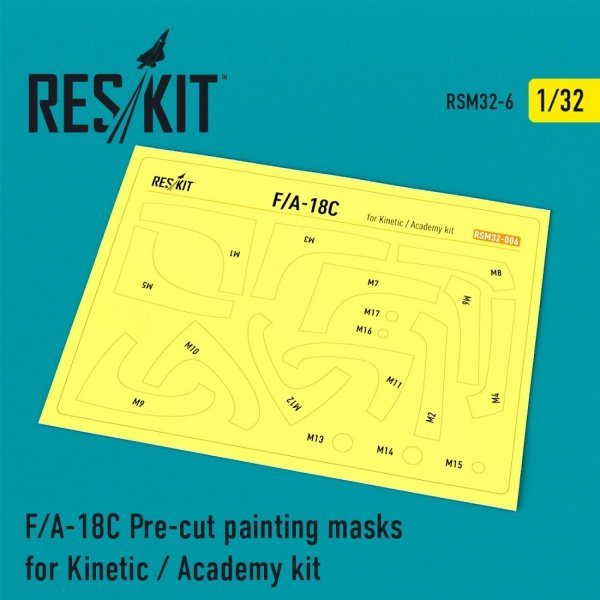 RESKIT RSM32-0006 F/A-18C &quot;HORNET&quot; PRE-CUT PAINTING MASKS FOR KINETIC / ACADEMY KIT 1/32