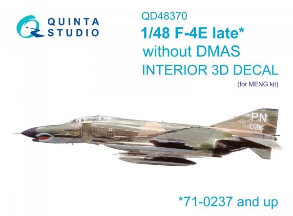 Quinta Studio QD48370 F-4E late without DMAS 3D-Printed &amp; coloured Interior on decal paper (Meng) 1/48
