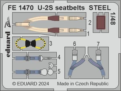 Eduard FE1470 U-2S seatbelts STEEL HOBBY BOSS 1/48