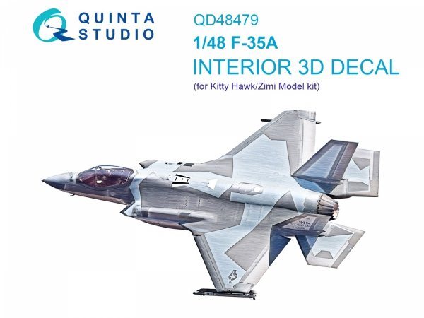 Quinta Studio QD48479 F-35A 3D-Printed &amp; coloured Interior on decal paper (Kitty Hawk/Zimi Model) 1/48