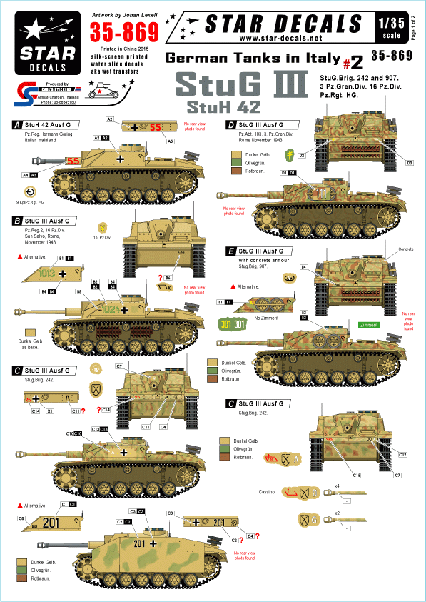 Star Decals 35-869 German Tanks in Italy 2 1/35
