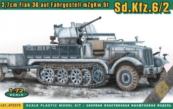 ACE 72573 3,7cm Flak 36 auf Fahrgestell mZgKw 5t Sd.Kfz. 6/2 1/72