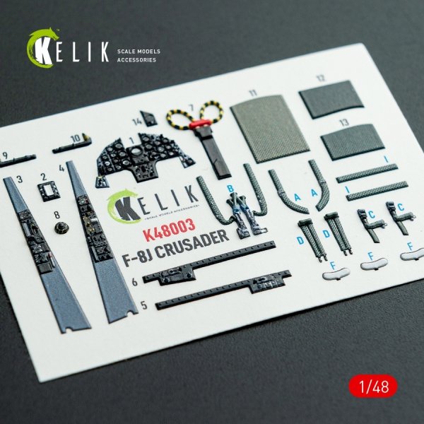 Kelik K48003 F-8J Crusader - interior 3D decals for Hasegawa kit 1/48