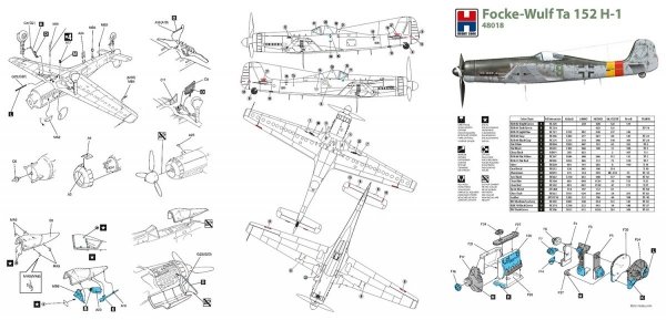 Hobby 2000 48018 Focke-Wulf Ta 152 H-1 ( DRAGON + CARTOGRAF ) 1/48