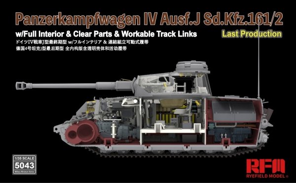 Rye Field Model 5043 Panzerkampfwagen IV Ausf.J Sd.Kfz.161/2 (w/full interior&amp;clear parts&amp;workle track links) 1/35