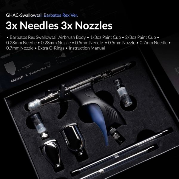 Gaahleri 42564 Ace Series GHAC-Swallowtail &amp; Barbatos Rex 0,28 &amp; 0,5 &amp; 0,7 mm Airbrush