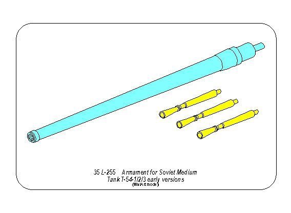 Aber 35L-254 Armament for Soviet T-54-1 Medium Tank 1x100mm D-10T, 3x7,62 mm SGMT MG