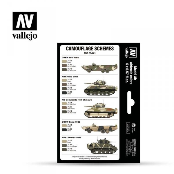 Vallejo 71624 WWII USMC Colors Sand Patterns 1942-1945 6x17ml