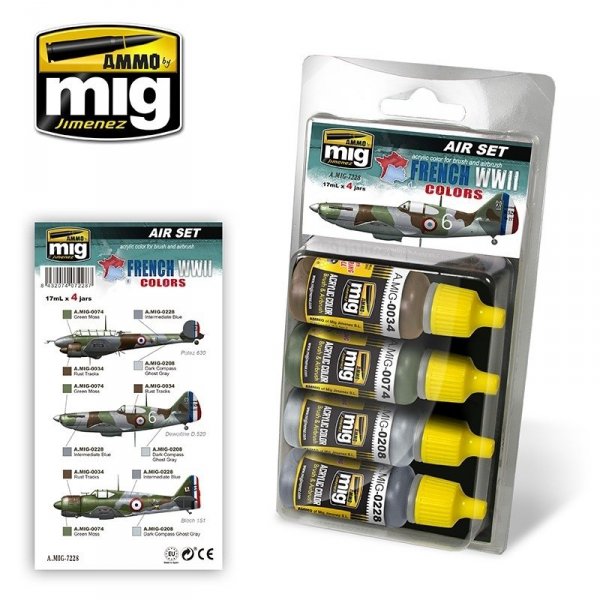 AMMO of Mig Jimenez 7228 FRENCH WWII AIRCRAFT COLORS Set 4x17ml
