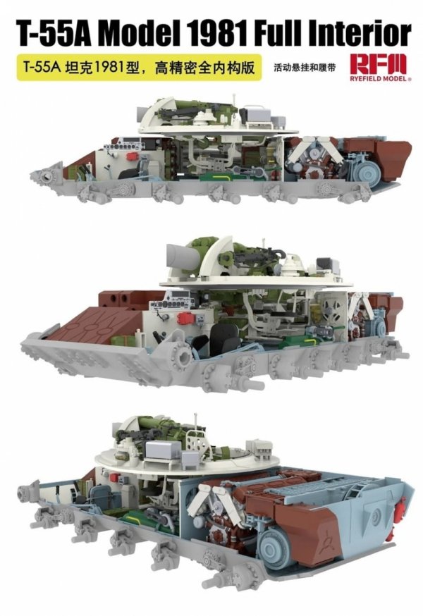 Rye Field Model 5155 T-55A Model 1981 w/ Full Interior Kit 1/35